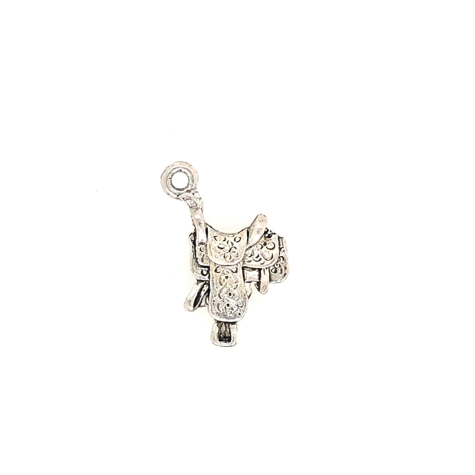 Silver Cowboy Horse Saddle Charm