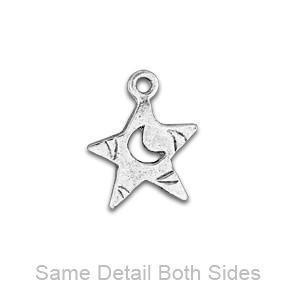 Silver Crescent Moon Star Charm