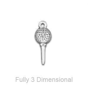 Silver Golf Ball Tee Charm