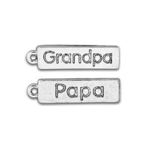 Silver Grandpa Papa 2 Sided Charm