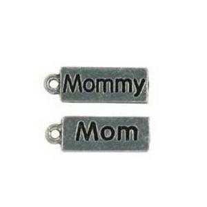 Silver Mom Mommy 2 Sided Charm