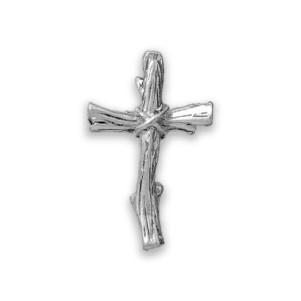 Silver No Loop Branch Cross Charm