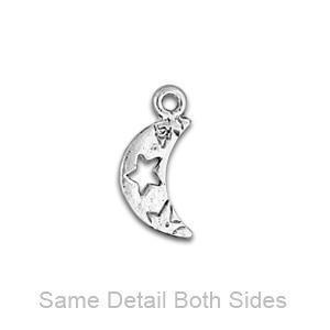 Silver Star Cutout Crescent Moon Charm