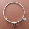 Silver Tubular Charm Heart Bangle Bracelet-Watchus