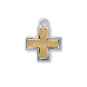 Silver and Gold Cross Charm