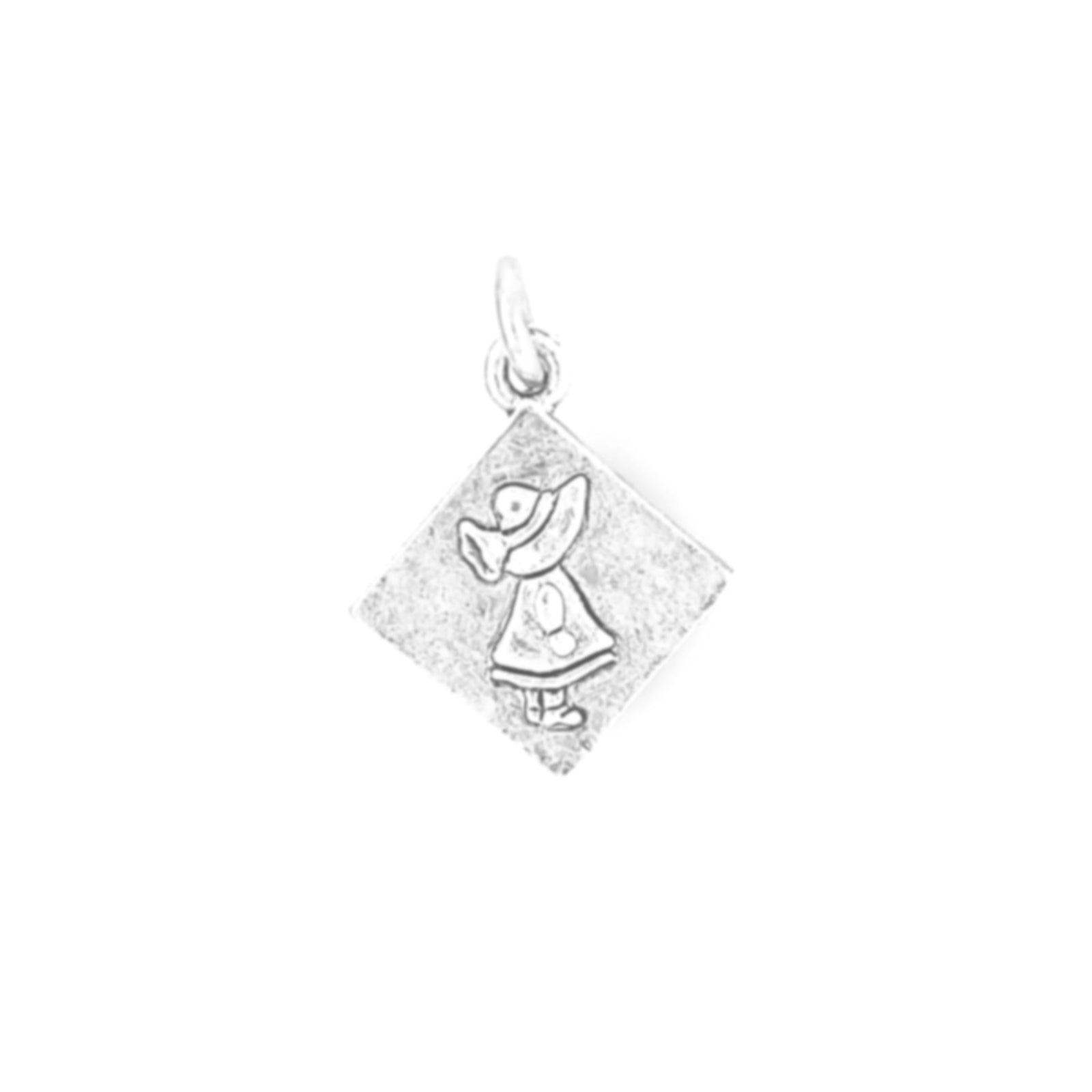 Sunbonnet Sue Quilt Block Silver Plated 40 Mils Charm-Watchus