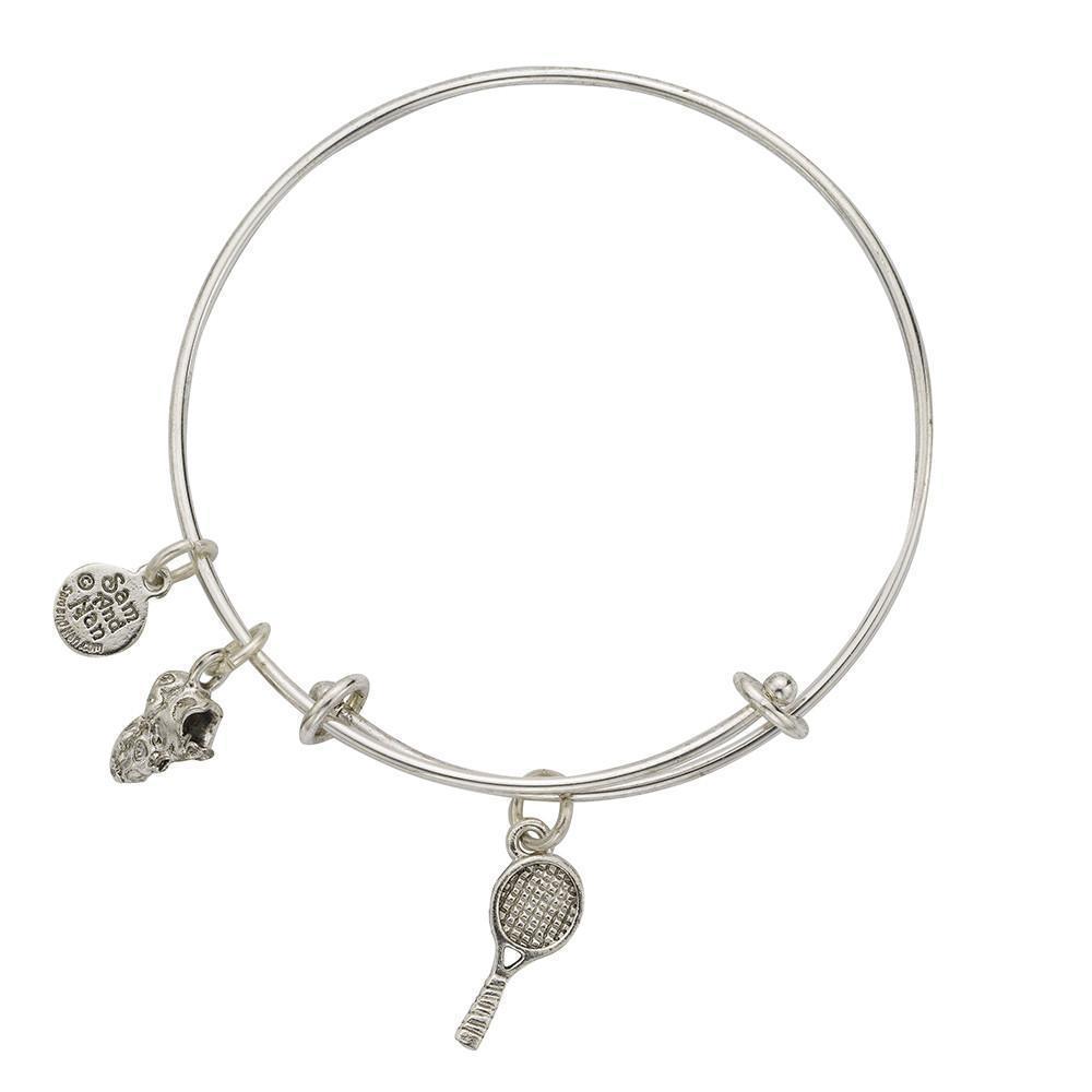 Tennis Racket Sneaker Charm Bangle Bracelet-Watchus