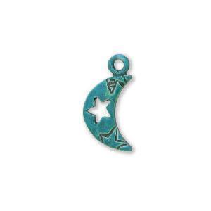 Titanium Finish Star Cutout Crescent Moon Charm