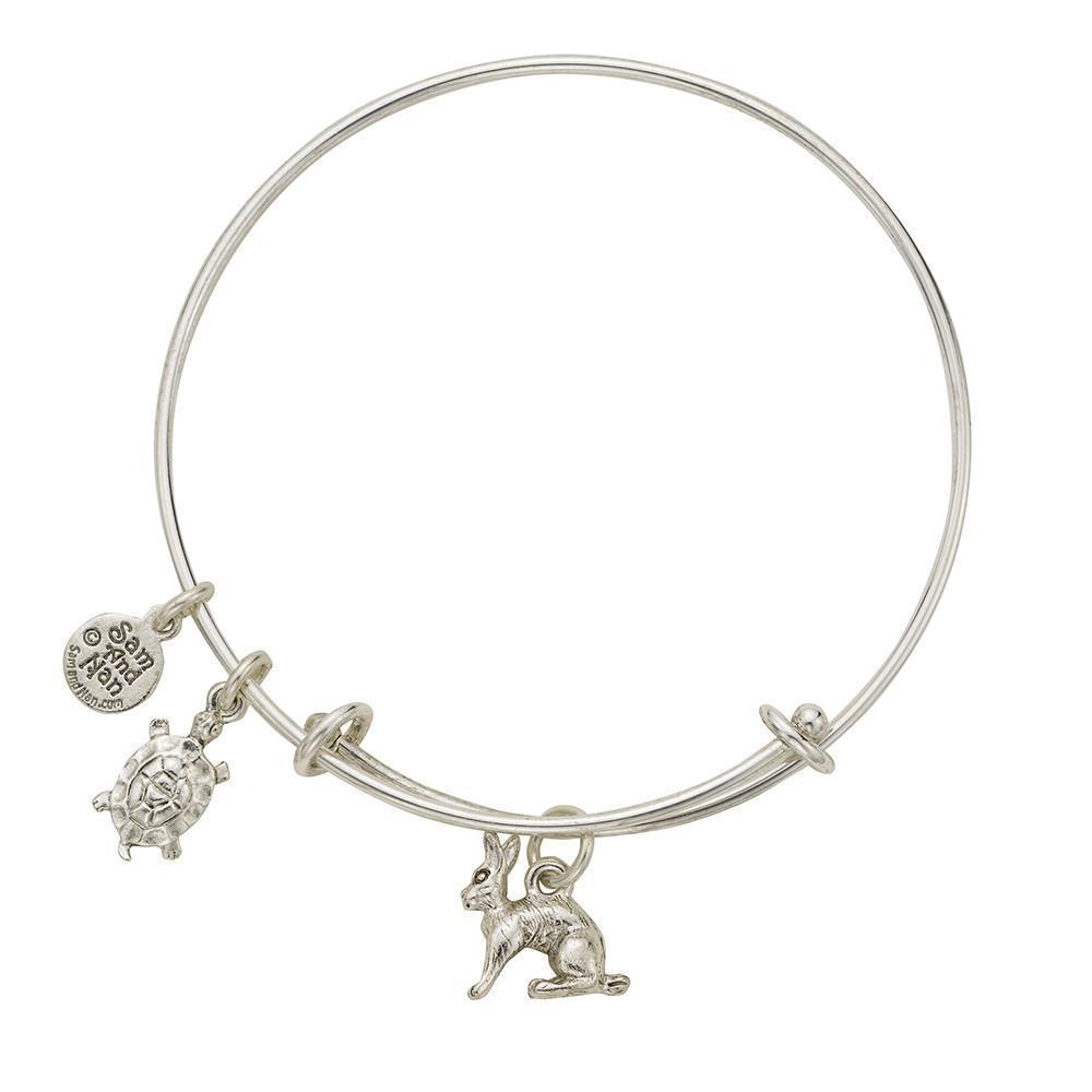 Tortoise and Hare Charm Bangle Bracelet-Watchus