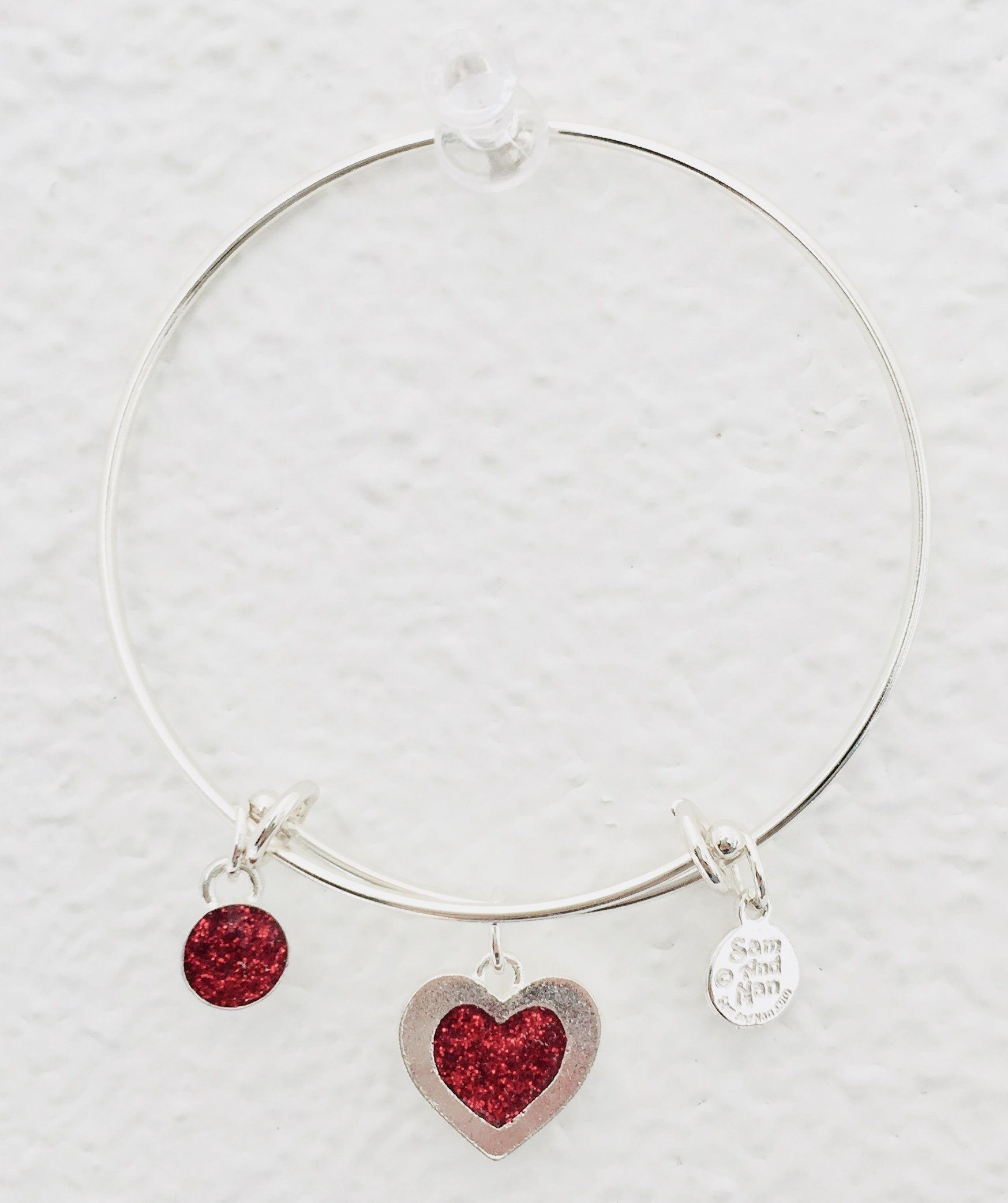 Valentine Red Heart Bangle Bracelet-Watchus