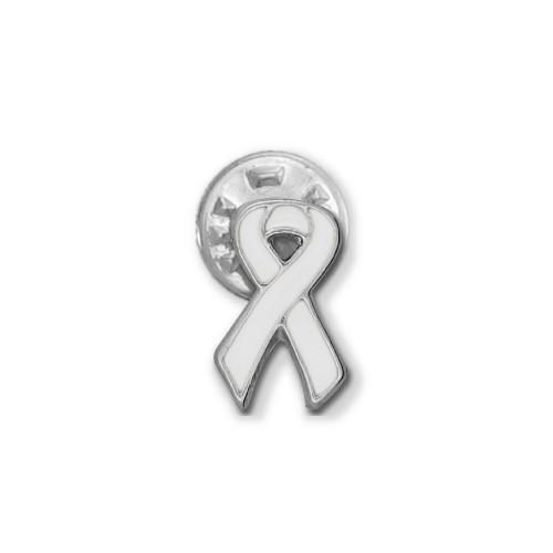 White Bone Cancer Ribbon Stick Pin