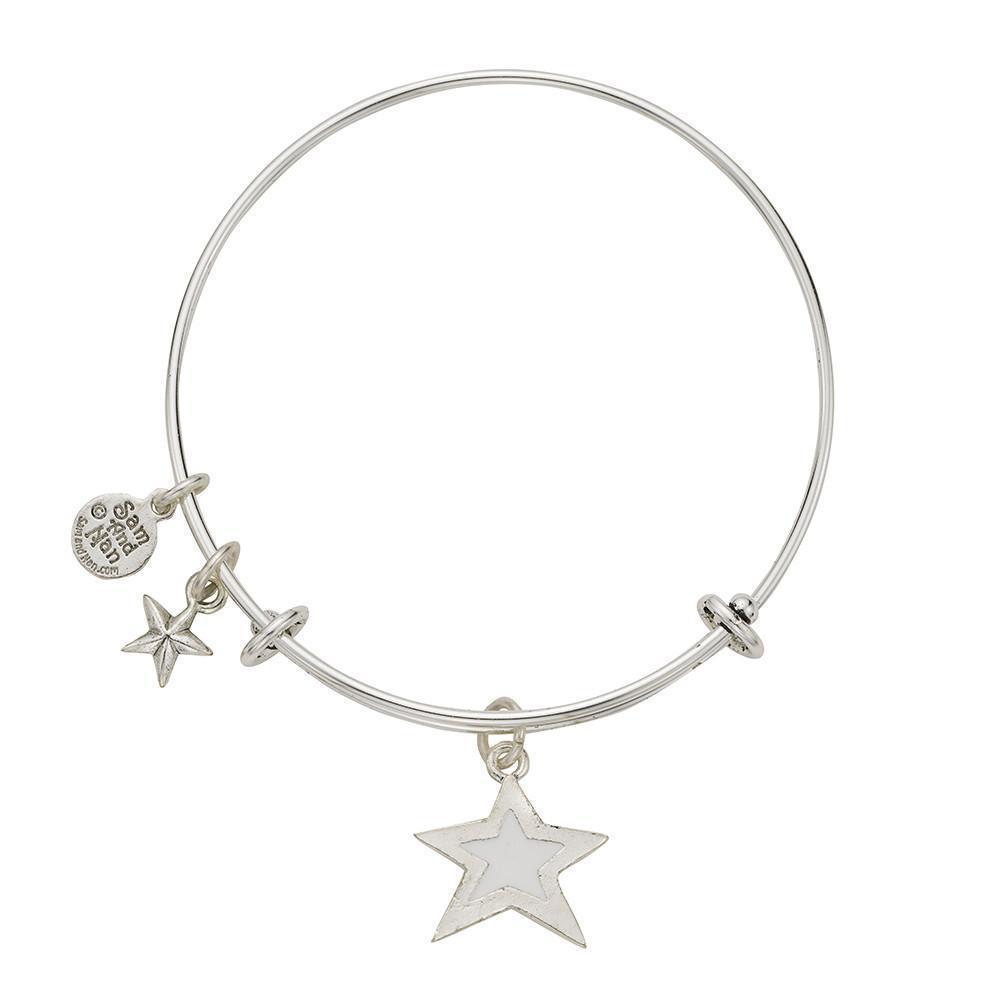 White Star Puff Star Bangle Bracelet