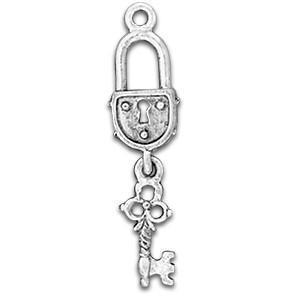 Lock and Key Silver Charm