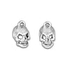 Silver Skull charm. Designed and made in the USA. Sterling silver plated.-Watchus