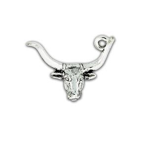 Silver Steer Head Charm