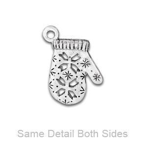 Snowflake Mitten Silver Charm