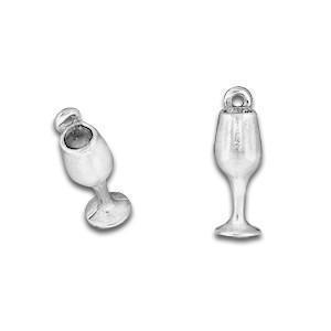 Wine Glass Silver Charm