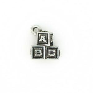 ABC Blocks Sterling Silver Plated Charms - C289S