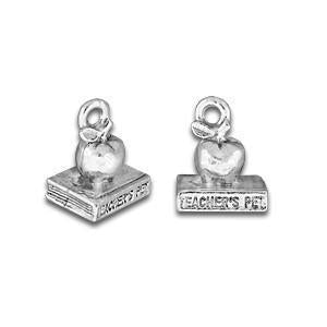 Apple/Book, Teachers Gift 3D Silver Charm-Watchus