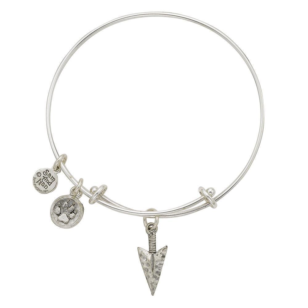 Arrow Head Wolf Paw Charm Bangle Bracelet