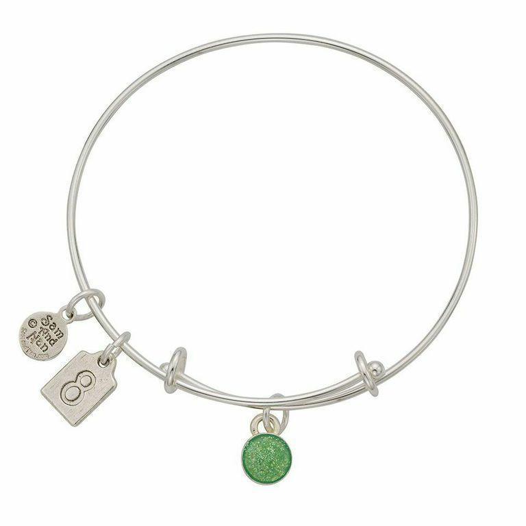 August Green Birthstone Charms Bangle Bracelet