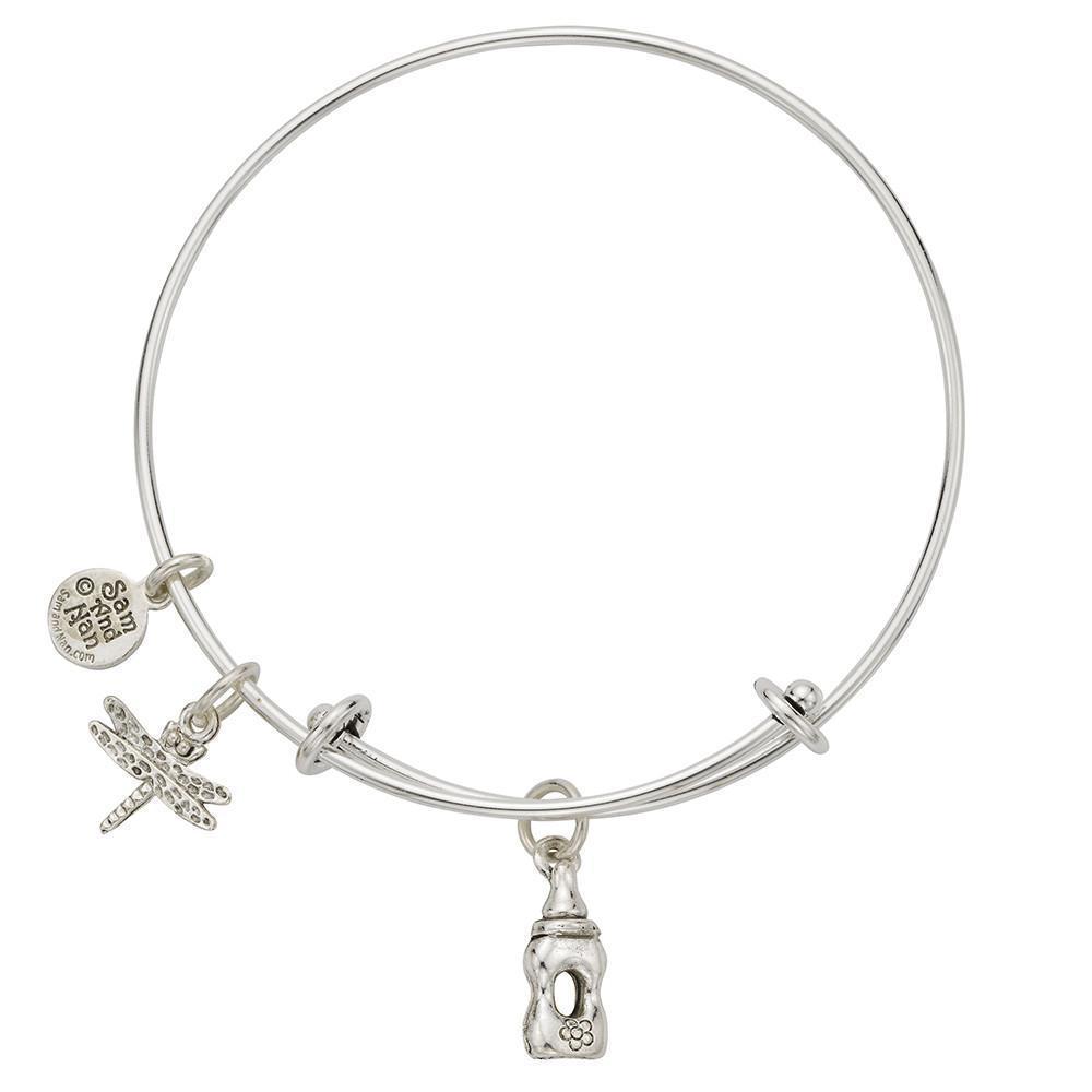 Baby Bottle Dragon Fly Charm Bangle Bracelet-Watchus