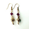 Ball of Thread Gold Earrings with Purple Swarovski Crystals-Watchus