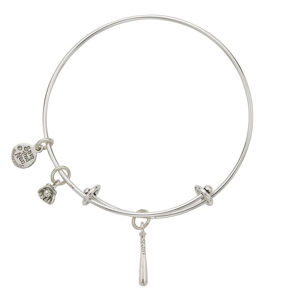 Baseball Bat Glove Charm Bangle Bracelet-Watchus