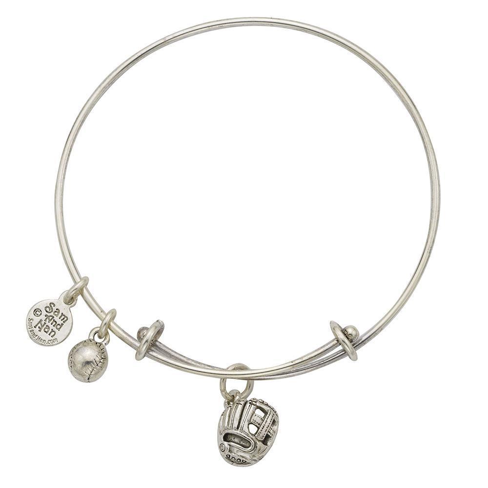 Baseball Glove Charm Bangle Bracelet-Watchus