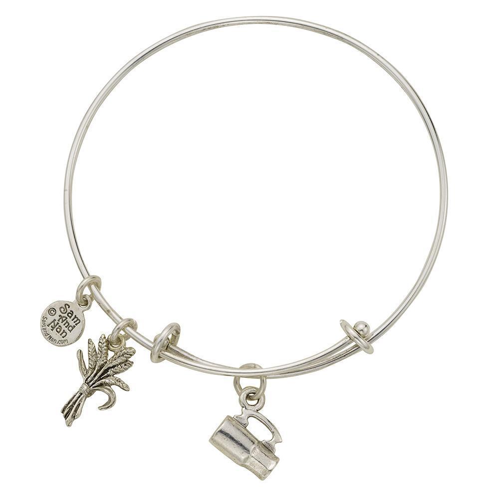 Beer Stein Wheat Charm Bangle Bracelet-Watchus