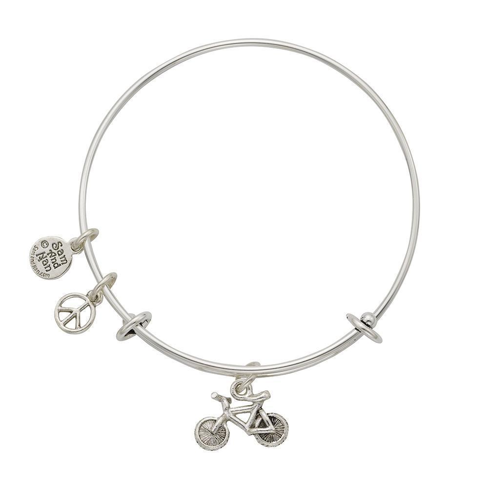 Bicycle Peace Charm Bangle Bracelet-Watchus