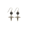 Black Glitter Caduceus Medical Symbol Earrings-Watchus