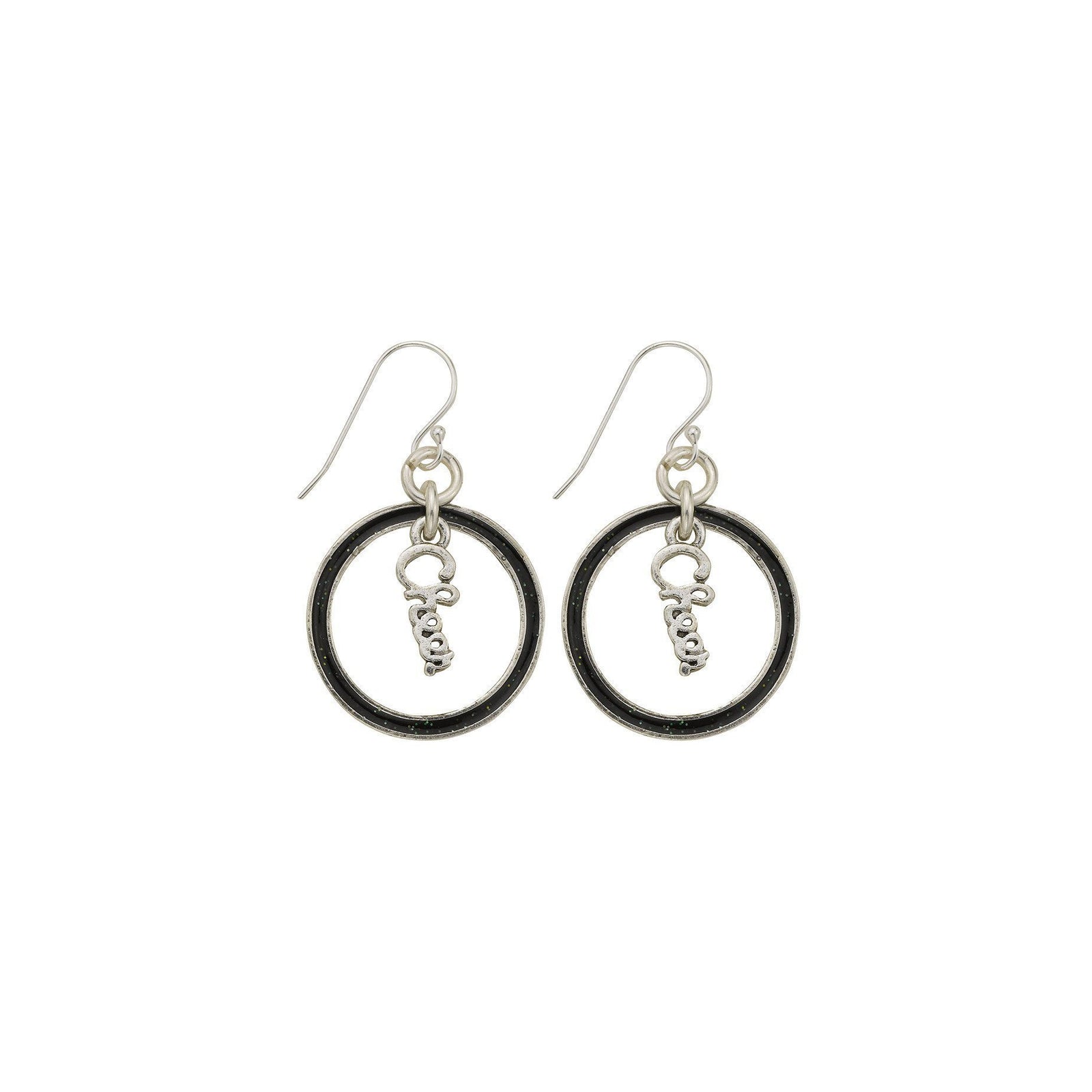 Black Glitter Cheer Hoop Earring-Watchus