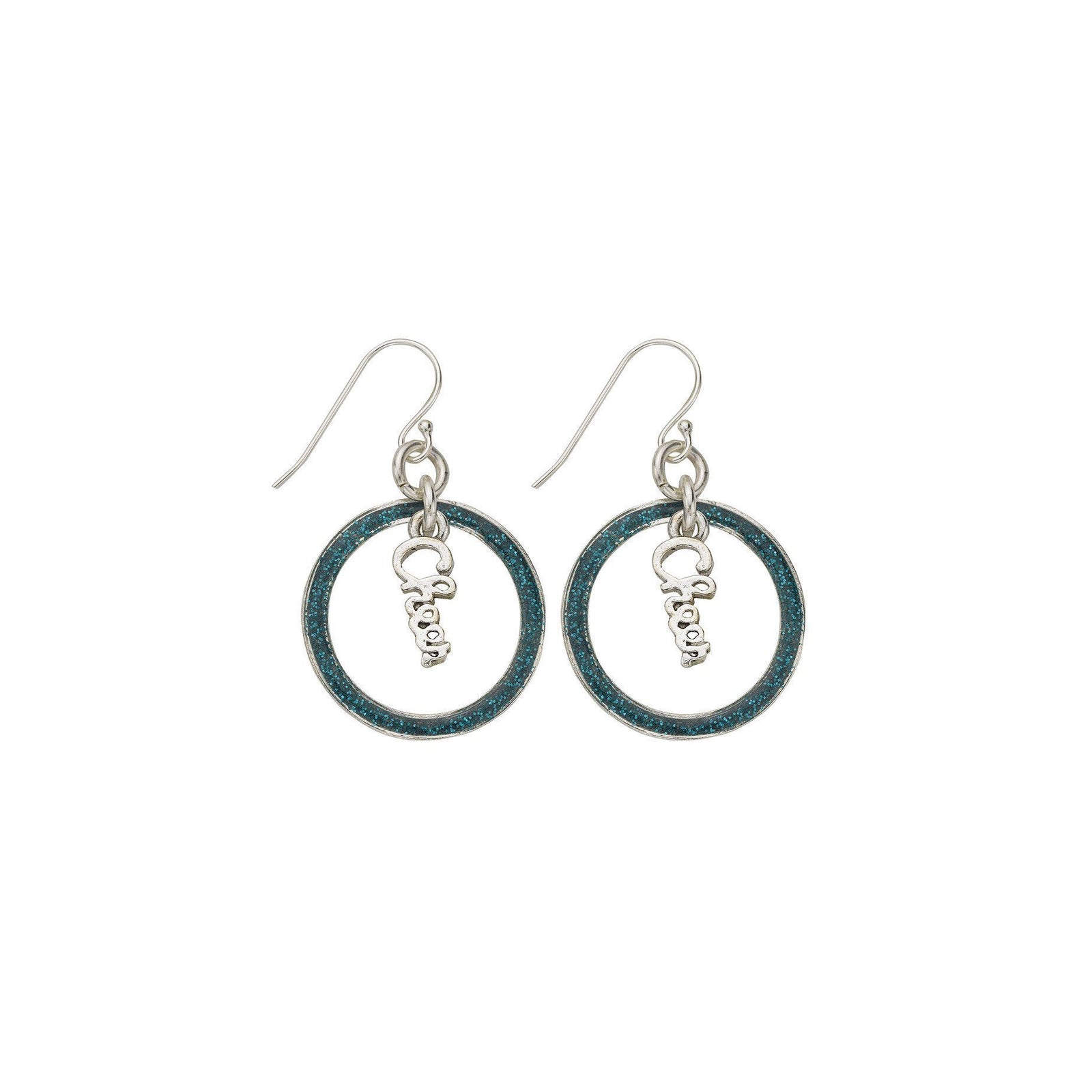 Blue Glitter Cheer Hoop Earring-Watchus