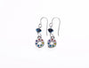 Blue Painted Bobbin Silver Earrings with Blue Swarovski Crystals-Watchus