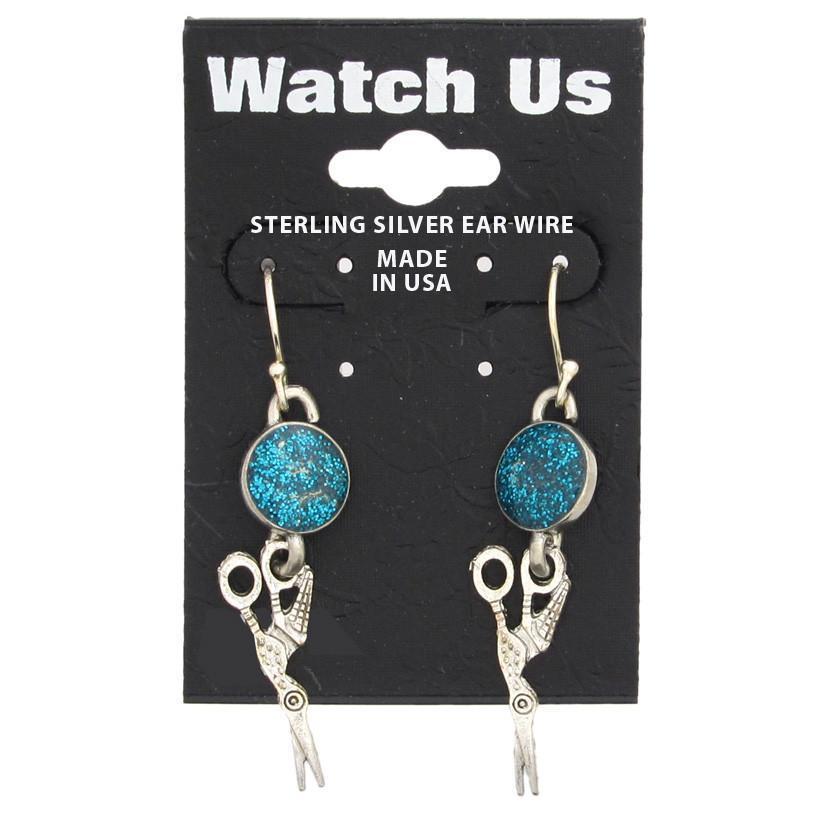 Blue Stork Scissor Earrings-Watchus