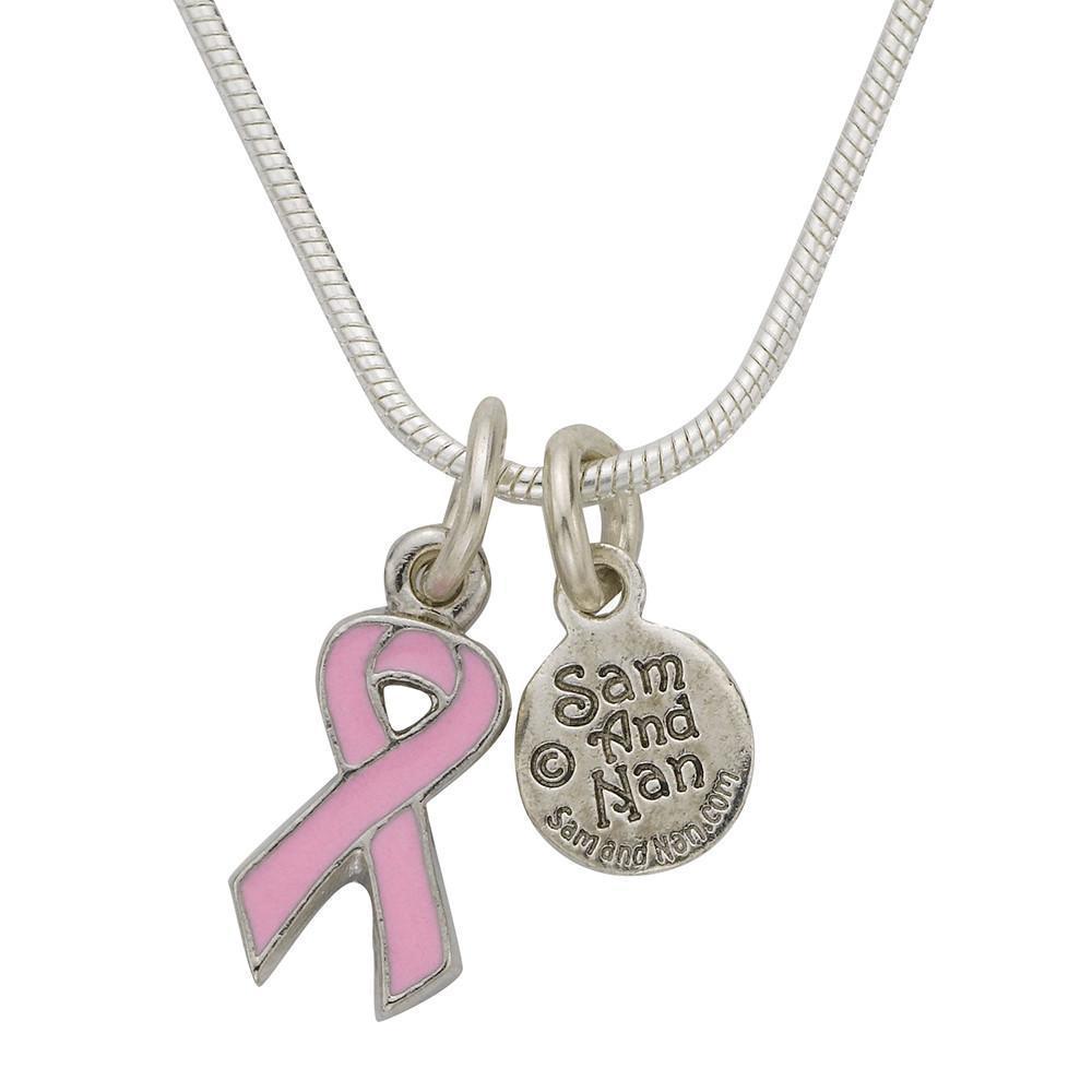 Gold Engravable Breast Cancer Ribbon Necklace | Tiny Tags | Tiny Tags