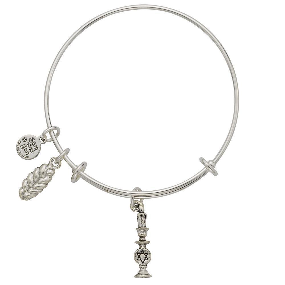 Candle Holder, Challah Charm Bangle Bracelet-Watchus