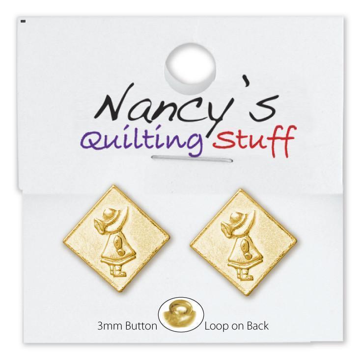Carded Gold Plated Sunbonnet Sue Buttons - 2 Pack-Watchus