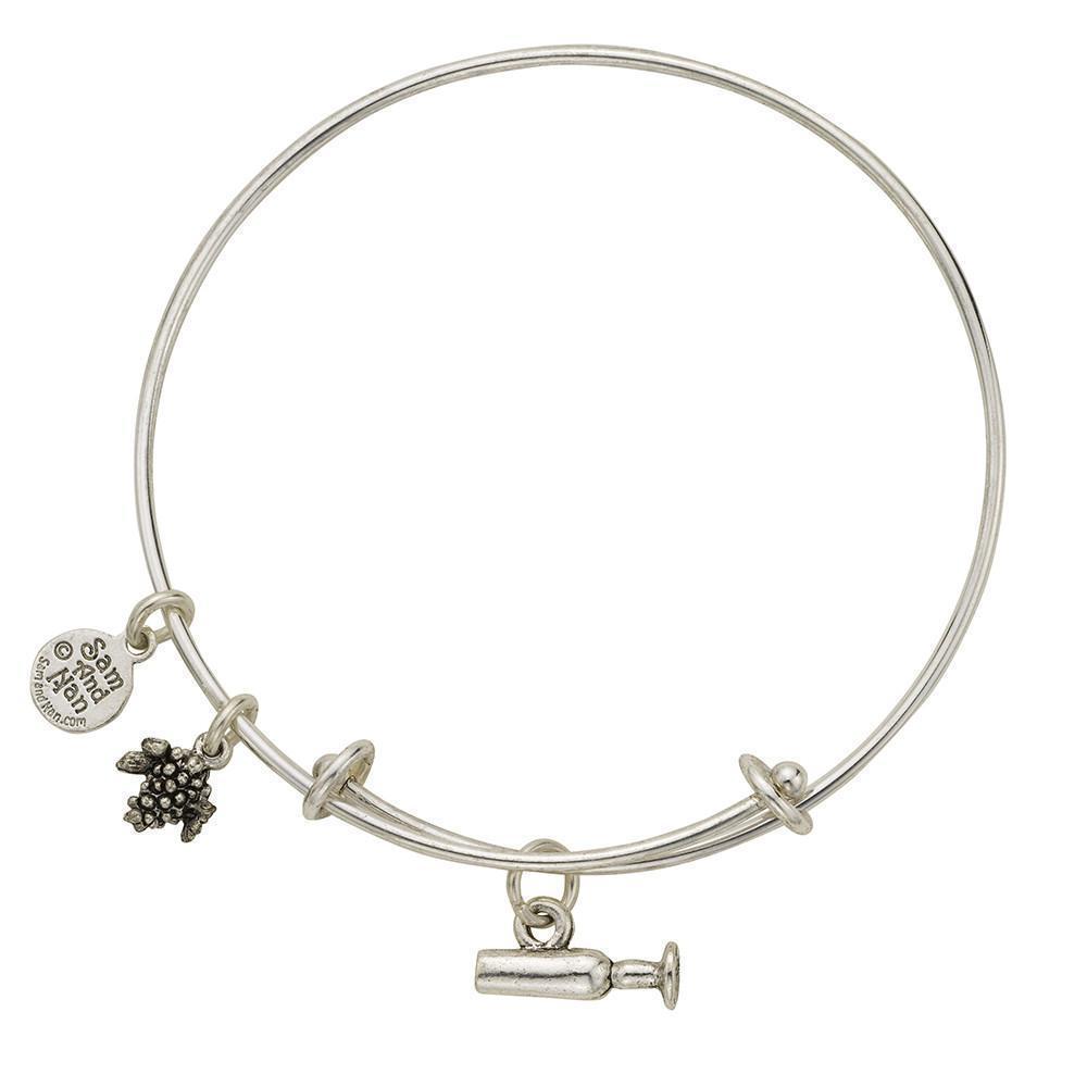 Champagne Glass Charm Bangle Bracelet-Watchus