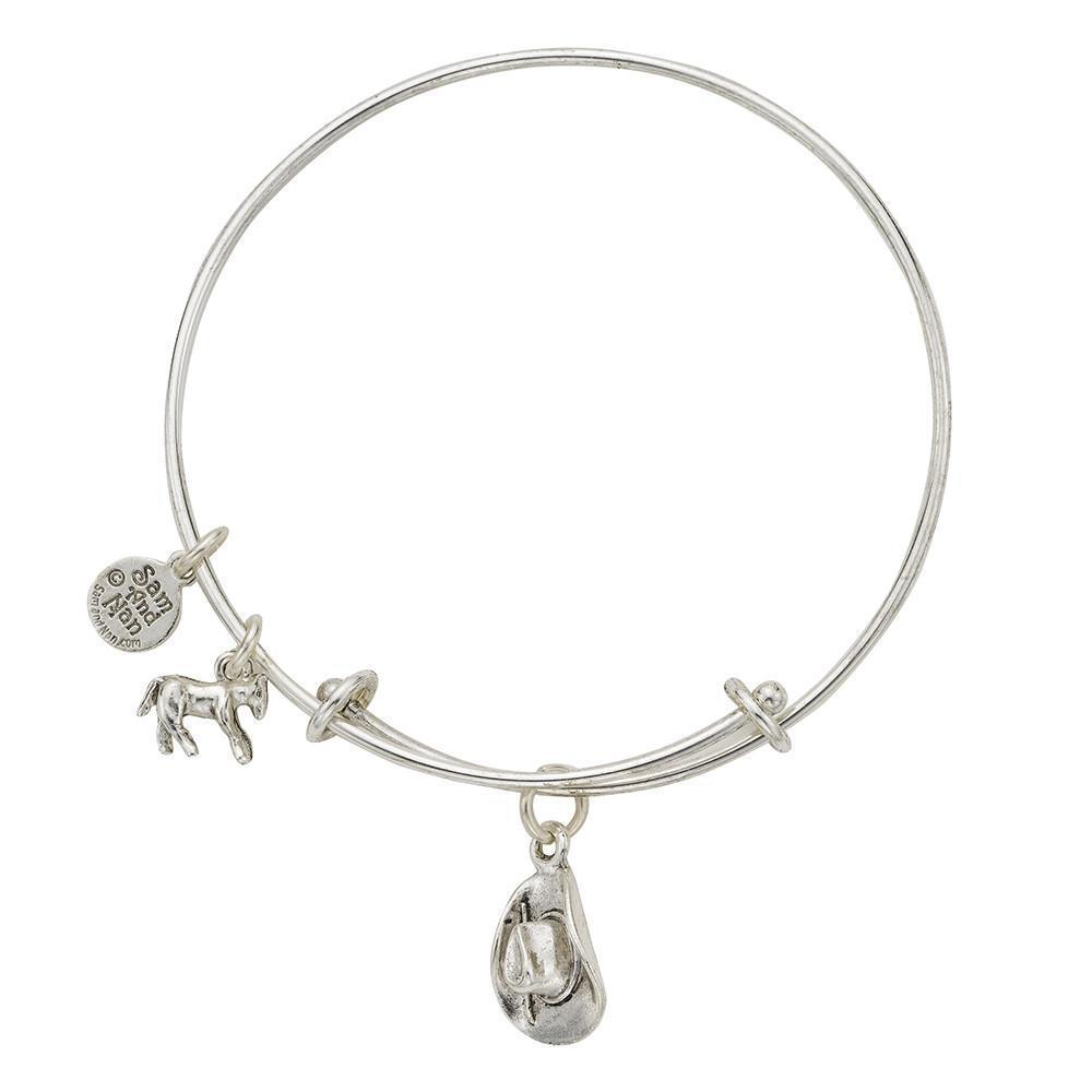 Cowboy Hat Charm Bangle Bracelet-Watchus