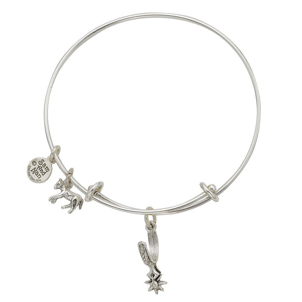 Cowboy Spur Charm Bangle Bracelet-Watchus