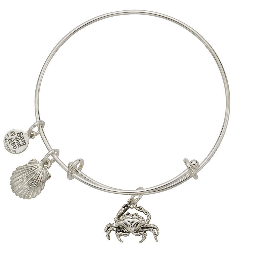 Crab Scallop Shell Charm Bangle Bracelet-Watchus