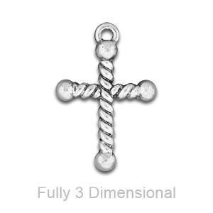 Cross Rope 3D Silver Charm