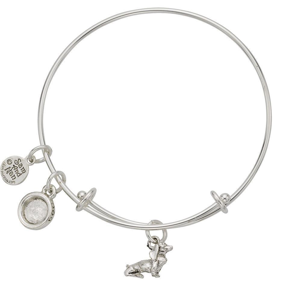 Dachshund Dog Bowl Charm Bangle Bracelet-Watchus