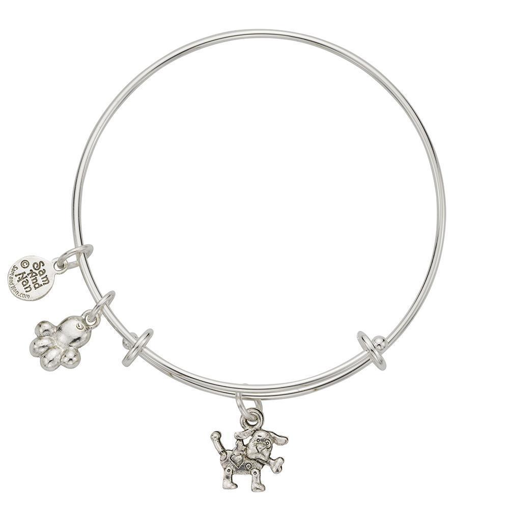 Dog with Bone Charm Bangle Bracelet-Watchus