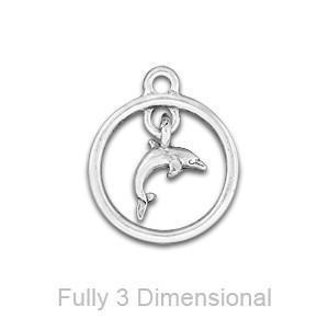 Dolphin Through Hoop Linked Pewter Charm-Watchus