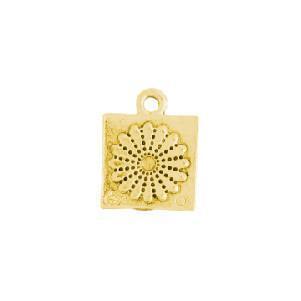 Dresden Flower Quilt Square Gold Plated Charm