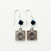 Dresden Quilt Patch Silver Earrings with Blue Swarovski Crystals-Watchus