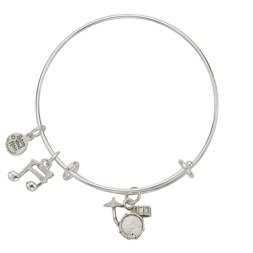 Drum Set Music Note Charm Bangle Bracelet-Watchus